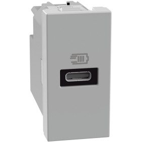 Caricatore USB con 1 porta tipo C Grigio Bticino MatixGo JG4192C