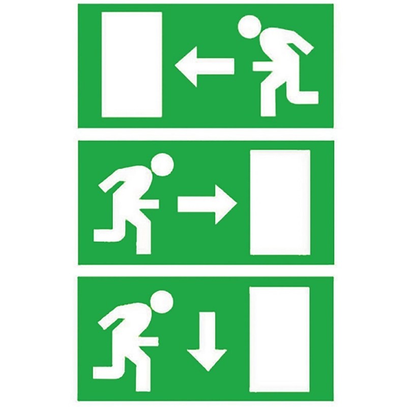 Set di pittogrammi Uscita Sinistra Destra Basso per Lampada d'Emergenza Rilux LED T5 Schneider OVA53200