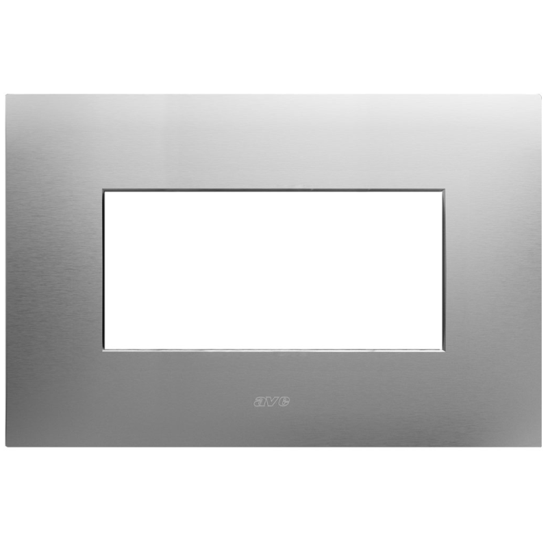 Placca rettangolare in metallo acciaio spazzolato Smart44 4 moduli AVE 44PSM4AS