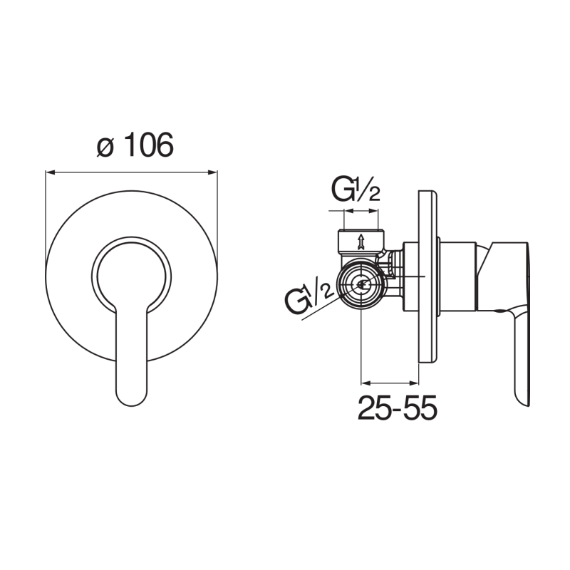 Miscelatore ad incasso per doccia cromato monocomando 1 via serie ABC NOBILI CARLO AB87108CR Dimensioni
