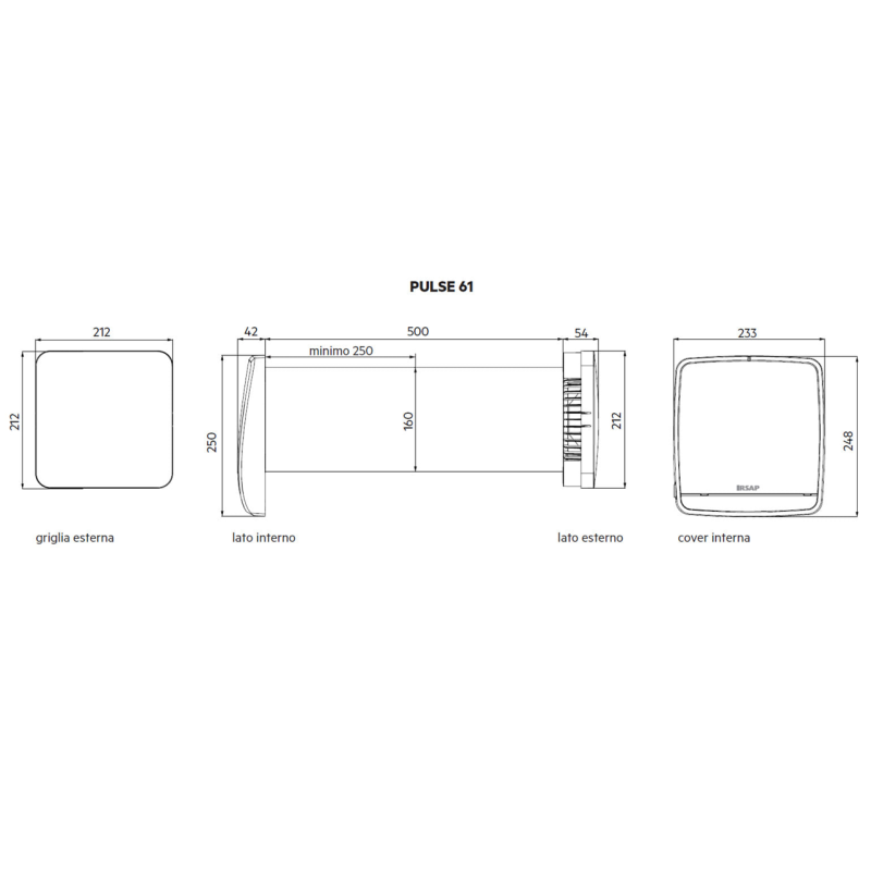 IRSAP Pulse 61 Dimensioni