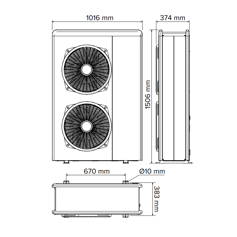 Dimensioni Pompa di calore Nimbus Pocket 120 M Net Caldo freddo Inverter Ariston 3301874