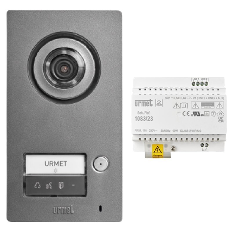 Kit videocitofono monofamiliare base pulsantiera video e alimentatore Mikra2 URMET 1784/801