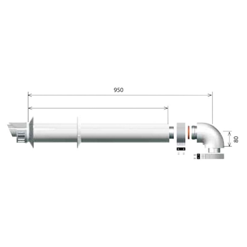 Kit scarico coassiale fumi diametro 60/100mm 1 metro Ariston 3318073