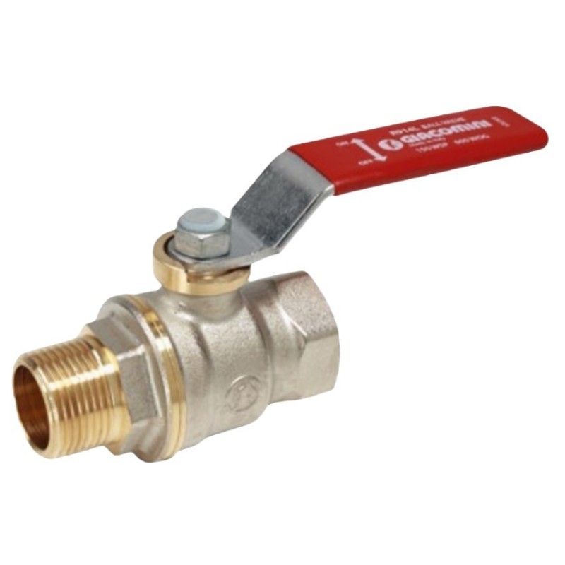 Valvola a sfera in ottone nichelato con leva rossa 1"e 1/4 Maschio Femmina GIACOMINI R914LX026