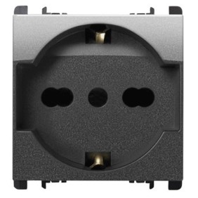 Presa Schuko P40 Acciaio scuro 2P+T 16A 250V Nea Simon URMET 10310N/2AC