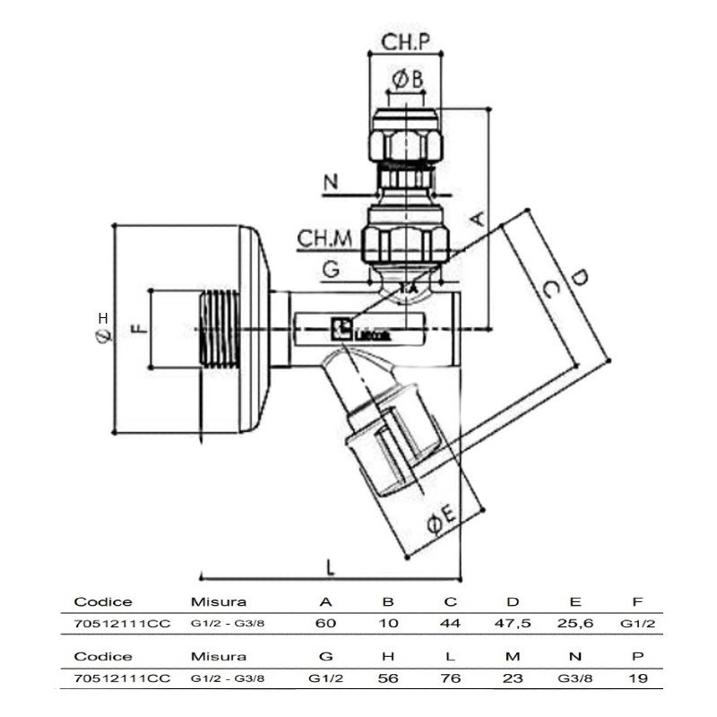 Rubinetto per sottolavabo con filtro + rosetta + cartuccia orientabile Starx S 30 LUXOR 70512111CC Dimensioni