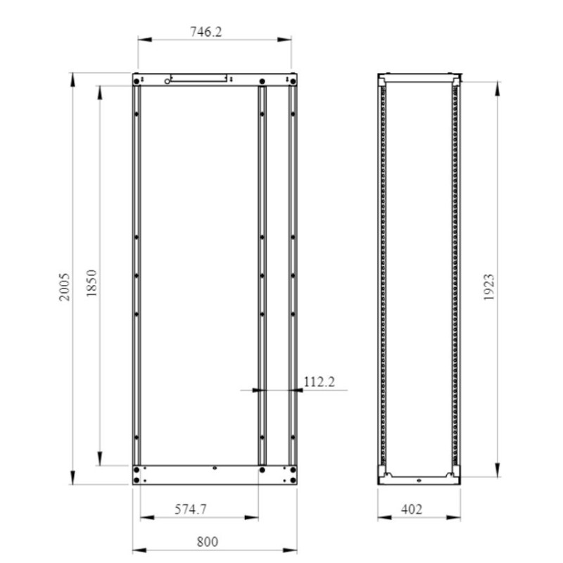 Armadio Bianco 2000x800x400mm serie PrismaSeT P L650+150 P400 SCHNEIDER LVS08407 Dimensioni
