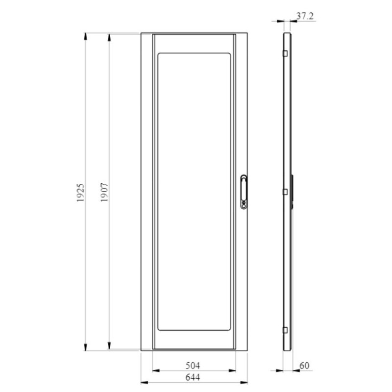 Porta trasparente con bordo Bianco e maniglia 2000x650mm per quadri serie PrismaSeT P SCHNEIDER LVS08546 dimensioni