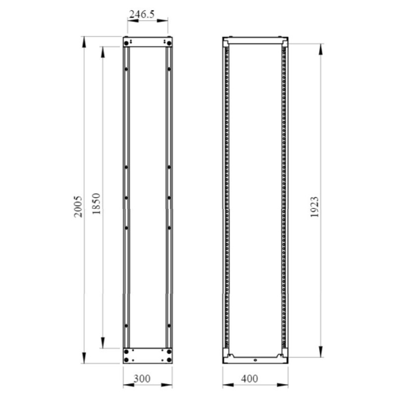 Armadio Bianco 2000x300x400mm serie PrismaSeT P L300 P400 SCHNEIDER LVS08403 dimensioni