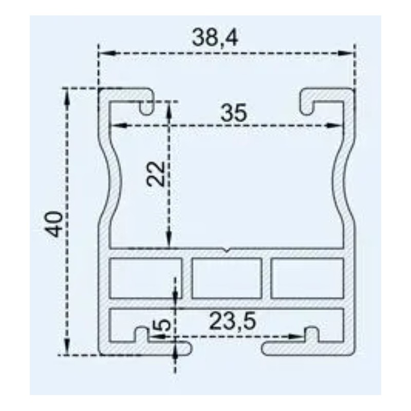 Riferimento dimensioni Profilo in alluminio EASY TECH 370 lungo 3.7 metri Orbis OB620549