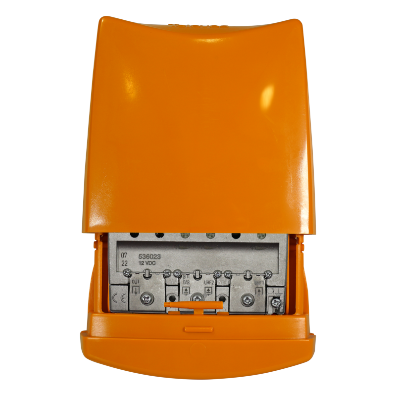 Amplificatore da palo 3 ingressi BIII/DAB-UHF-UHF 1 uscita 12Vdc Televes 536023