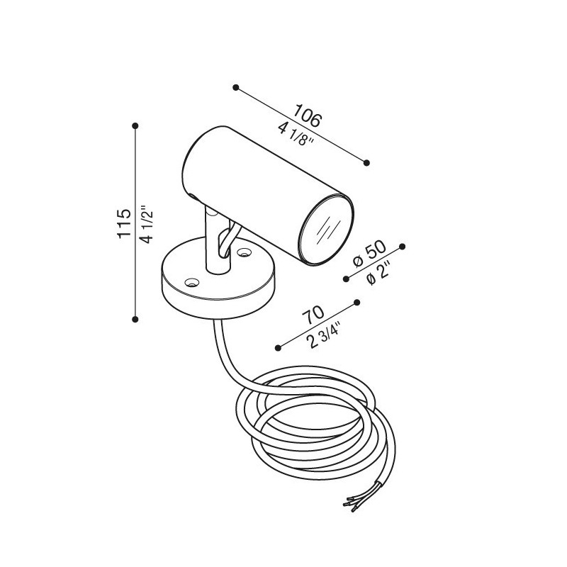 Faretto LED in alluminio Grigio 3000K 10W IP66 Ago Wall Power LOMBARDO LL126104M3 Dimensioni