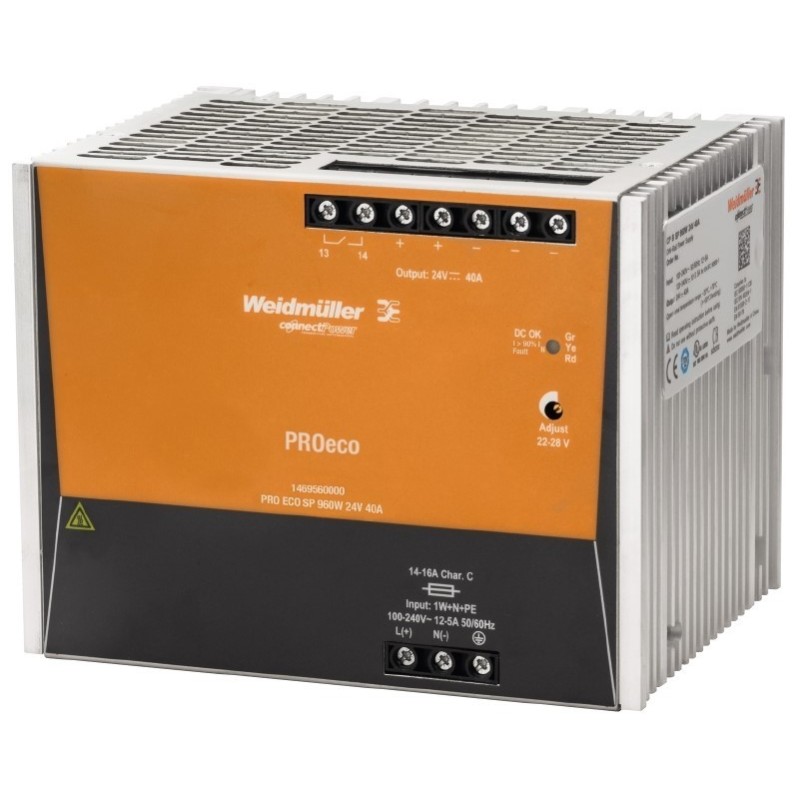 Alimentatore Switching Attacco Din 24V 960W 40A Weidmuller 1469560000