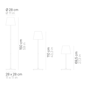 Lampada LED 3000K da terra/tavolo dimmerabile Corten POLDINA PRO XXL Dimensioni