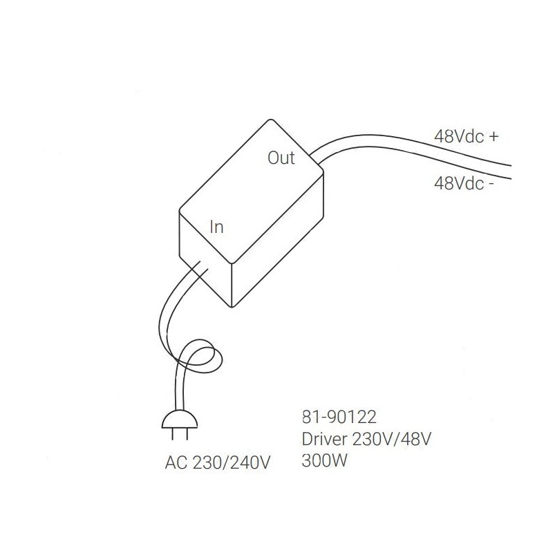 Trasformatore per binari 48V 300W massimo IP67 Ivela 81-90122