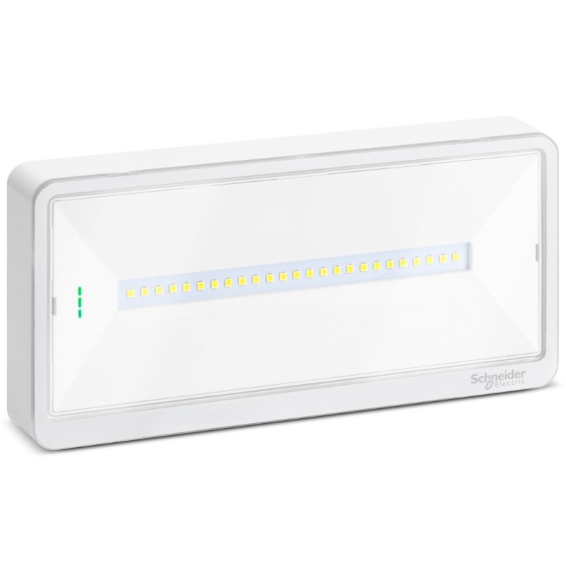 Lampada d'emergenza LED autoalimentata 1-3 ore 110/90/70/50lm SE IP42 Exiway Light SCHNEIDER OVA44010