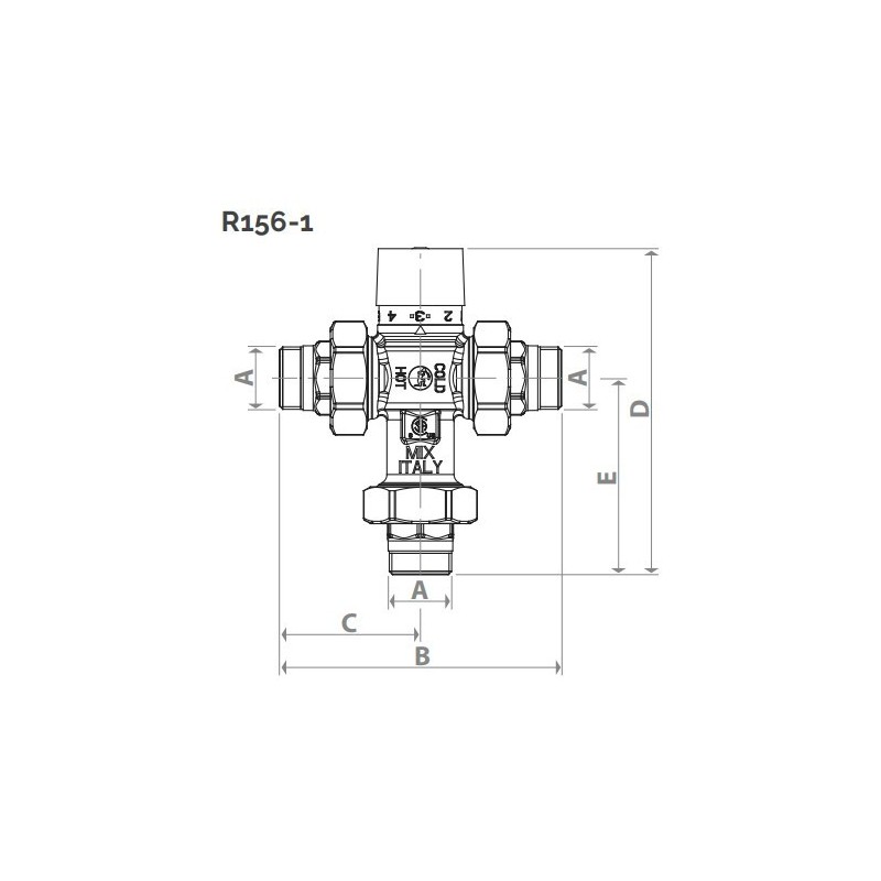Riferimento dimensioni miscelatore Giacomini R156X025
