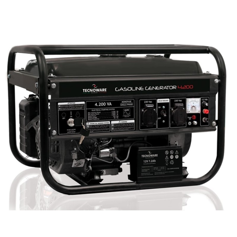 Generatore elettrico a benzina avvio elettrico/manuale 4200VA/2800W 7HP monofase TECNOWARE FGE4200E
