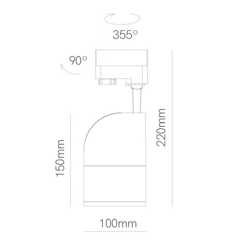 Dimensioni Proiettore a binario Beneito Faure 4985