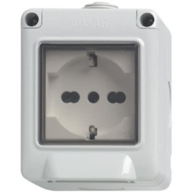 Contenitore da parete idrobox 2 moduli IP55 con presa Vimar 14902.U