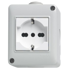 Contenitore da parete idrobox 2 moduli IP40 con presa Vimar 14802.U