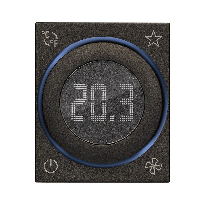 Termostato con rotella domotico 2 moduli Vimar Linea Nera 30471.G