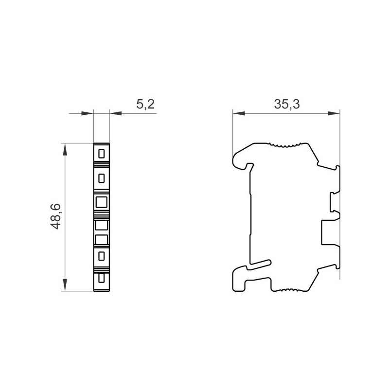 Riferimento dimensioni Staffa terminale a montaggio rapido larga 5.15mm Siemens 8WH91500CA00