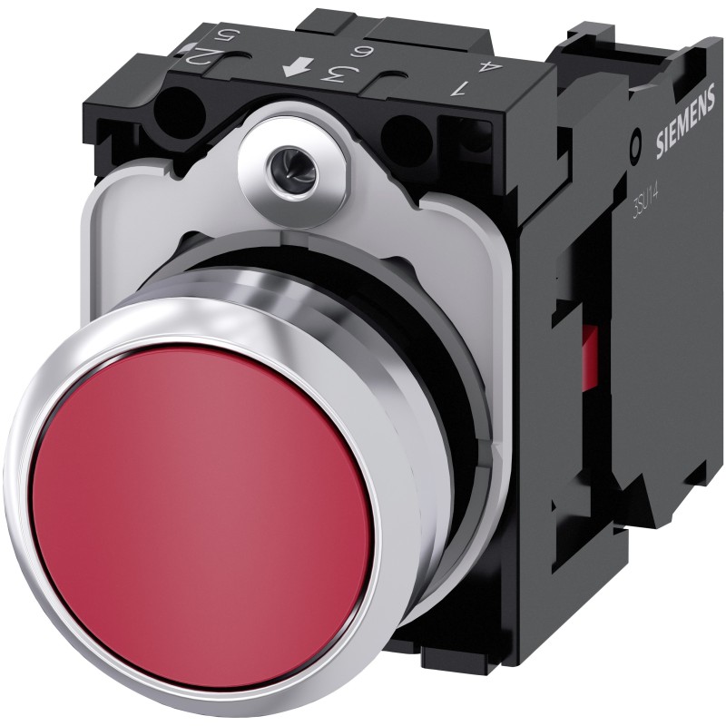 Pulsante piatto con supporto 1NC 22mm Rosso Siemens 3SU11500AB201CA0