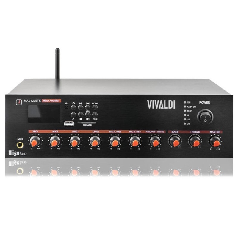 Amplificatore Nero WiFi-FM-USB-Bluetooth-MP3-SD 100V 120W VIVALDI Ulisse MA5120BTK