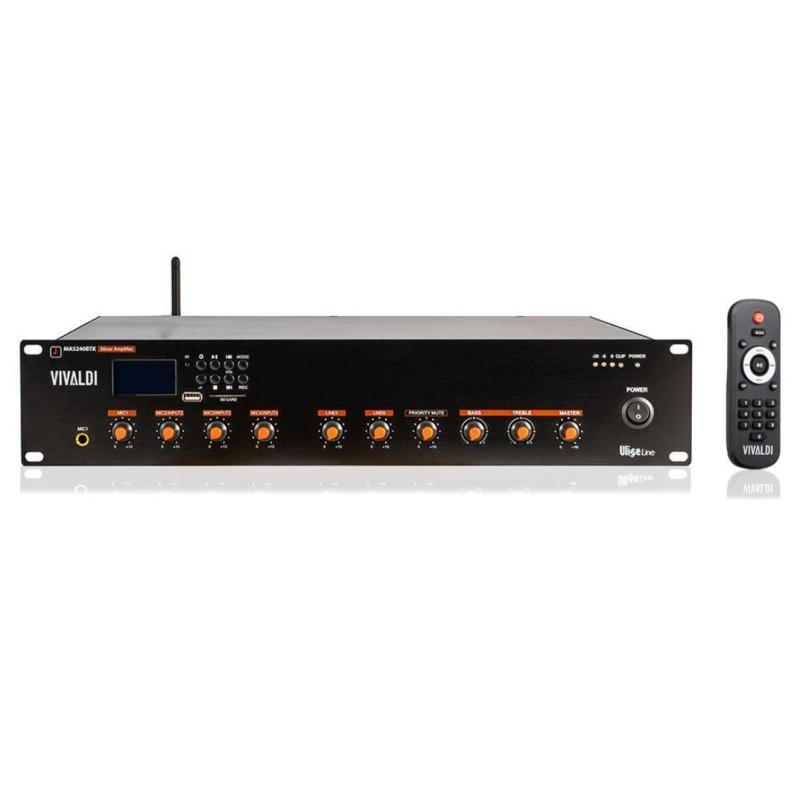 Amplificatore Nero WiFi-FM-USB-Bluetooth-MP3-SD 100V 240W VIVALDI Ulisse MA5240BTK