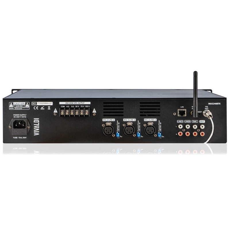 Amplificatore Nero WiFi-FM-USB-Bluetooth-MP3-SD 100V 240W VIVALDI Ulisse MA5240BTK Retro