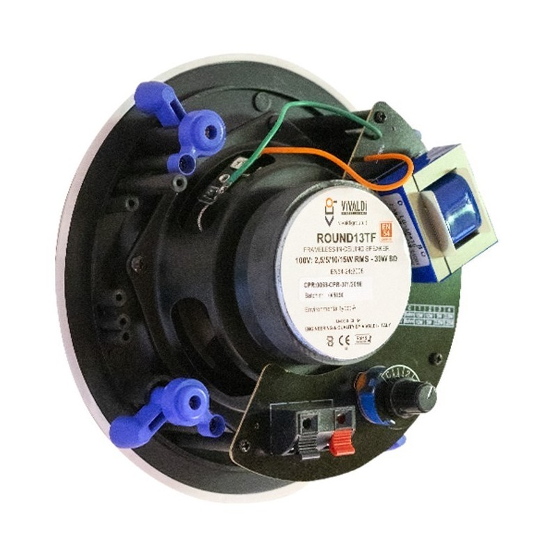 Diffusore circolare Bianco da incasso frameless HI-FI 2 vie EN54-24 15W 100V VIVALDI ROUND13TF Retro