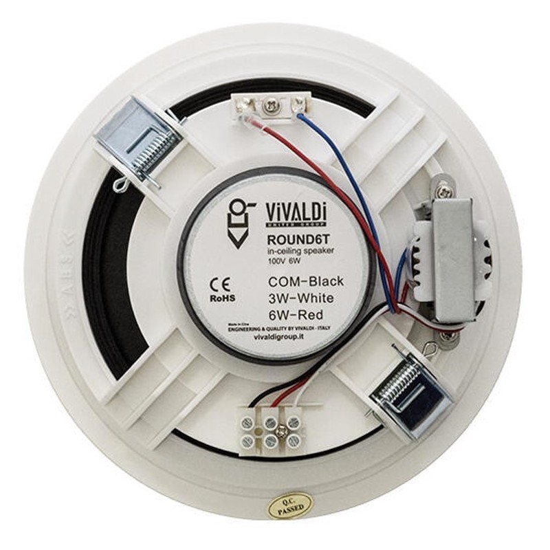 Diffusore sonoro circolare da incasso Bianco 100V 6W VIVALDI Ulisse ROUND6T Retro