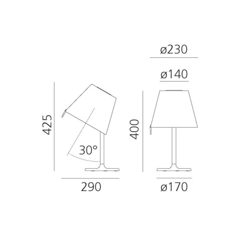 Lampada LED da tavolo 220-240V 5W Melampo Notte Bronzo-Ecrù ARTEMIDE 0710020A Dimensioni