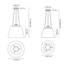Corpo sospensione LED in alluminio 21W E27 Tolomeo Mega ARTEMIDE 0782010A Dimensioni