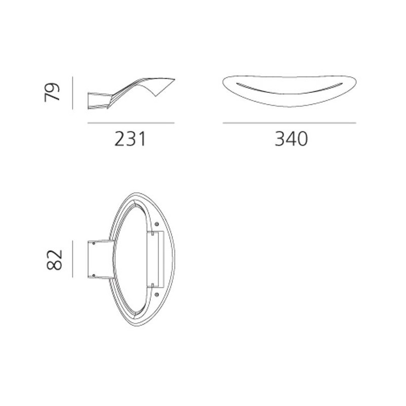 Lampada LED da parete in alluminio Bianca 28W 3000K Mesmeri ARTEMIDE 0918010A Dimensioni