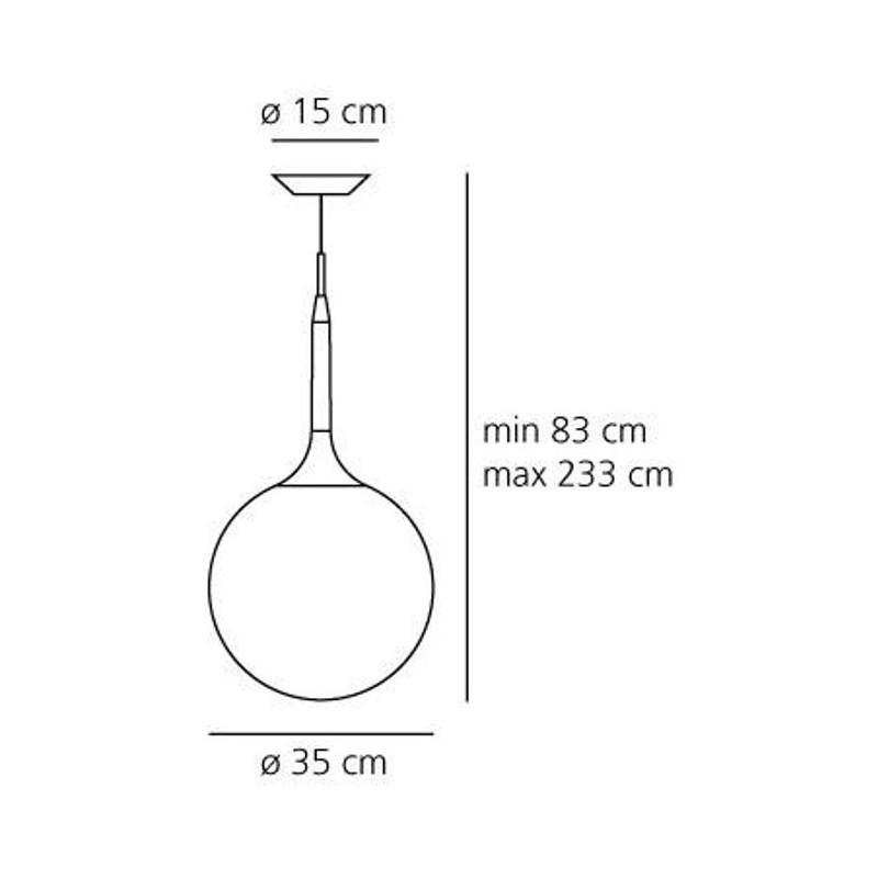 Lampada LED a sospensione Bianca 21W E27 diametro 350mm Castore 35 ARTEMIDE 1052010A Dimensioni