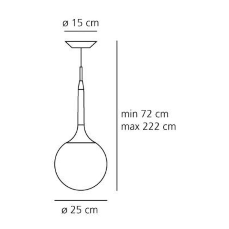 Lampada LED a sospensione Bianca 13W E27 diametro 250mm Castore 25 ARTEMIDE 1053010A Dimensioni