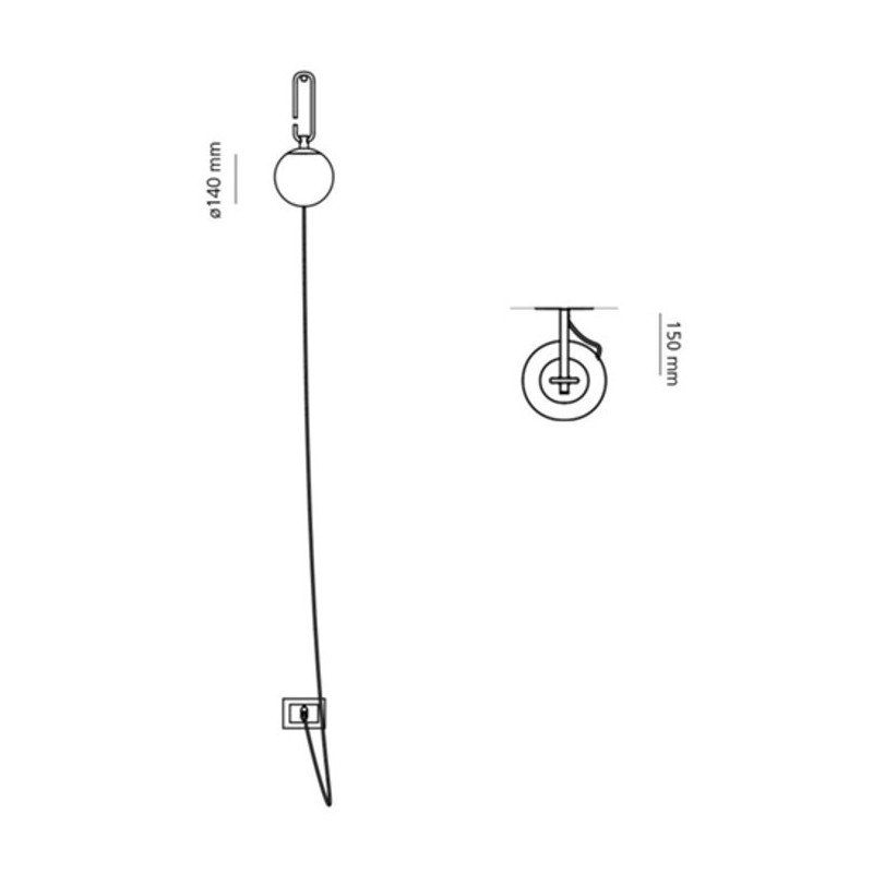 Lampada da parete pendente Nera-Ottone 5W E14 NH Wall ARTEMIDE 1277010A Dimensioni