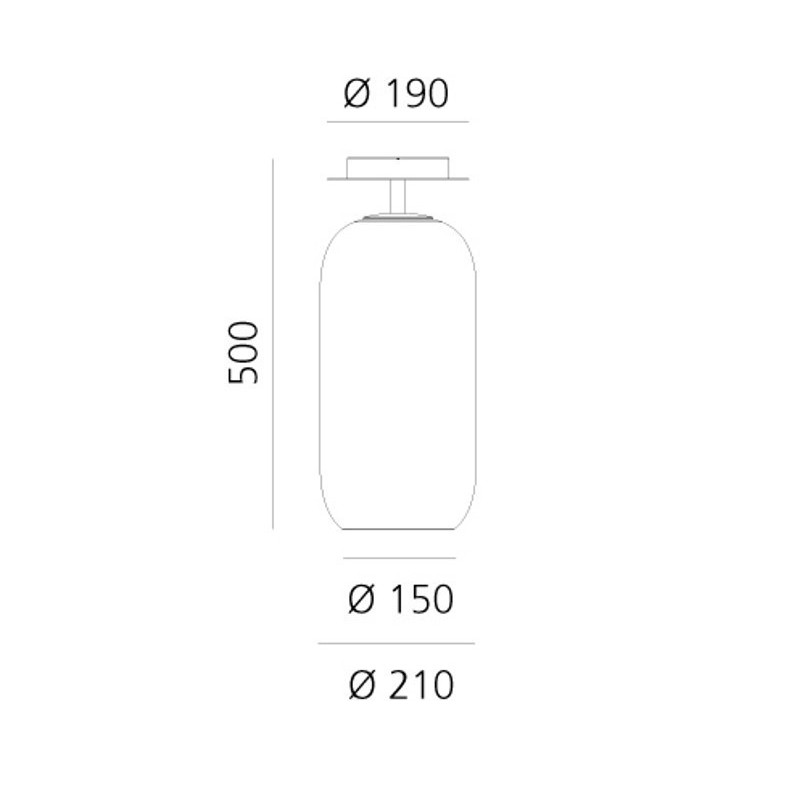 Lampada da soffitto Bianca 17W E27 Gople Ceiling ARTEMIDE 1413020A Dimensioni