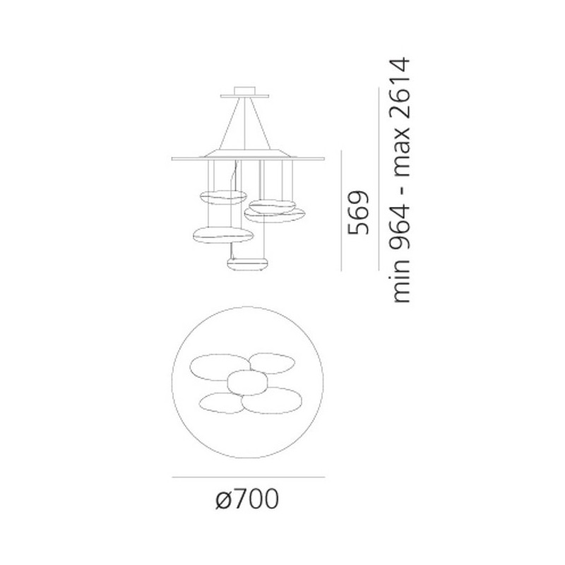 Lampada LED Cromata a sospensione 29W 3000K Mercury Mini ARTEMIDE 1477110A Dimensioni
