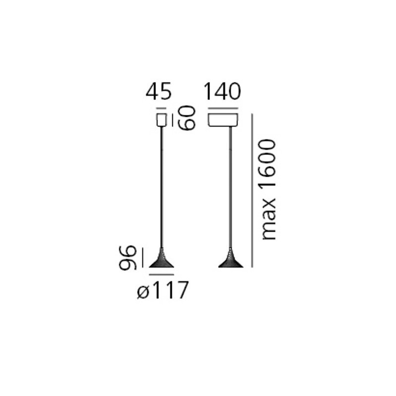 Sospensione LED 3000K in ottone 6.2W Unterlinden ARTEMIDE 1936010A Dimensioni