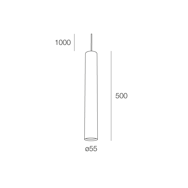 Riferimento dimensioni Sospensione Collins SP attacco GU10 lunga 500mm Nero Novalux 111804.02