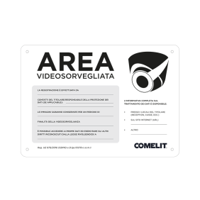 Cartello area videosorvegliata in italiano Bianco Comelt 43500C