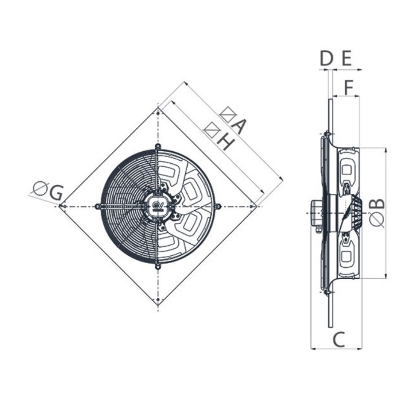 Dimensioni aspiratore Vortice A-E 404 M