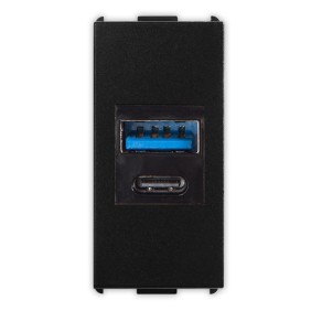 Presa USB Tipo A+C 240Vac fino a 20W Nero Pixia Master 14212AC