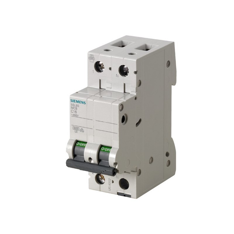 Interruttore magnetotermico 1 polo+N 230V 6kA curva C 16A Siemens 5SL65167BB