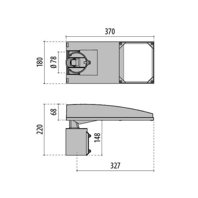 Riferimento dimensioni Armatura stradale led LYRA+ SR 100 54W 4000K IP66 Prisma 3115299