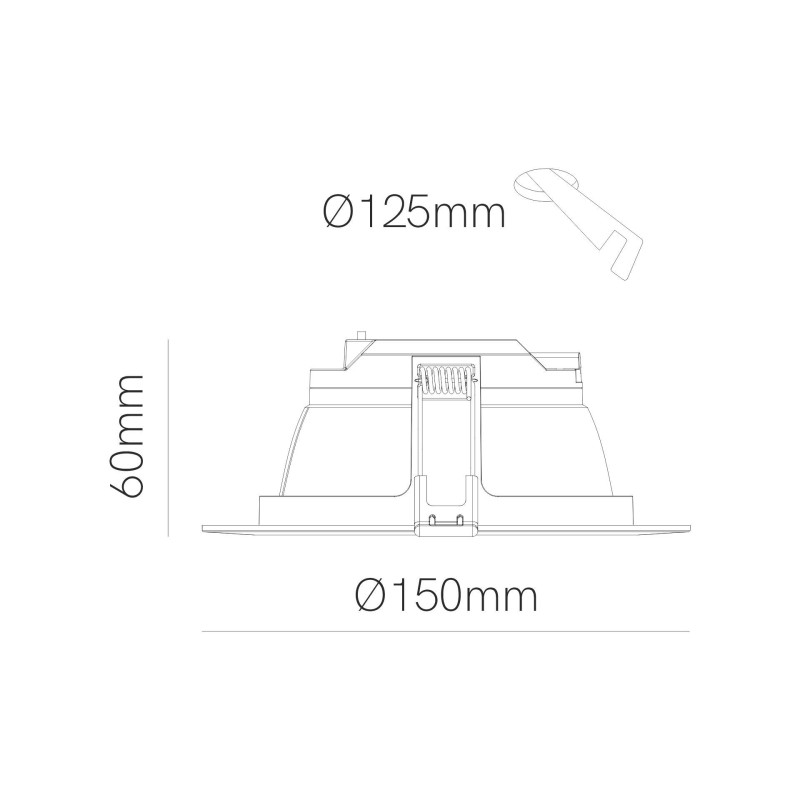 Riferimento dimensioni Apparecchio led da incasso 14W IP40 Bianco Beneito Faure 5019